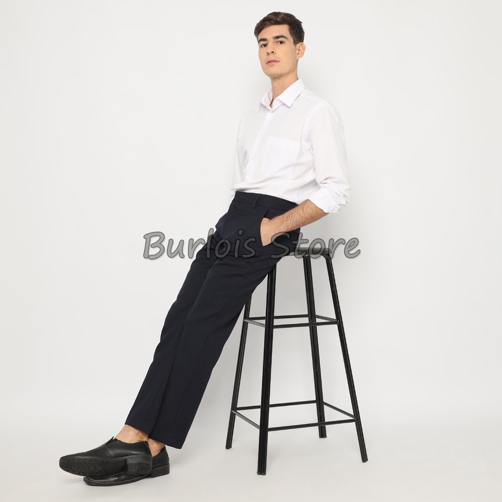 Burlois Store Celana kantor Formal Kerja Bahan Dasar Pria Slim Fit