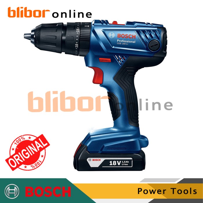 Bosch Mesin Bor Baterai Cordless GSB 180-LI,Original 