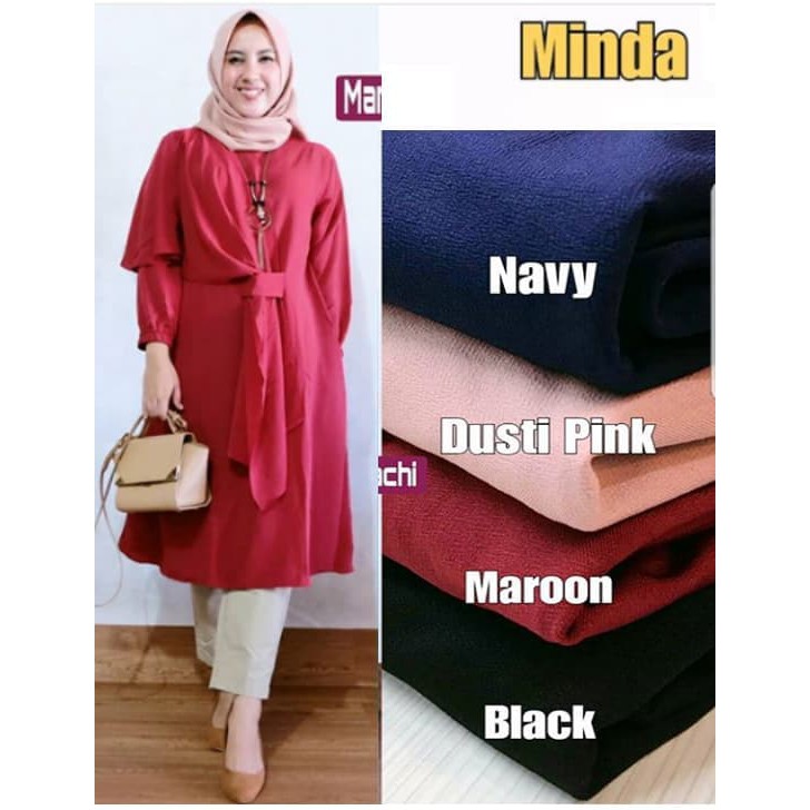 Baju Atasan Wanita Minda Tunik Blouse Baju Muslim Blus Muslim - Hitam