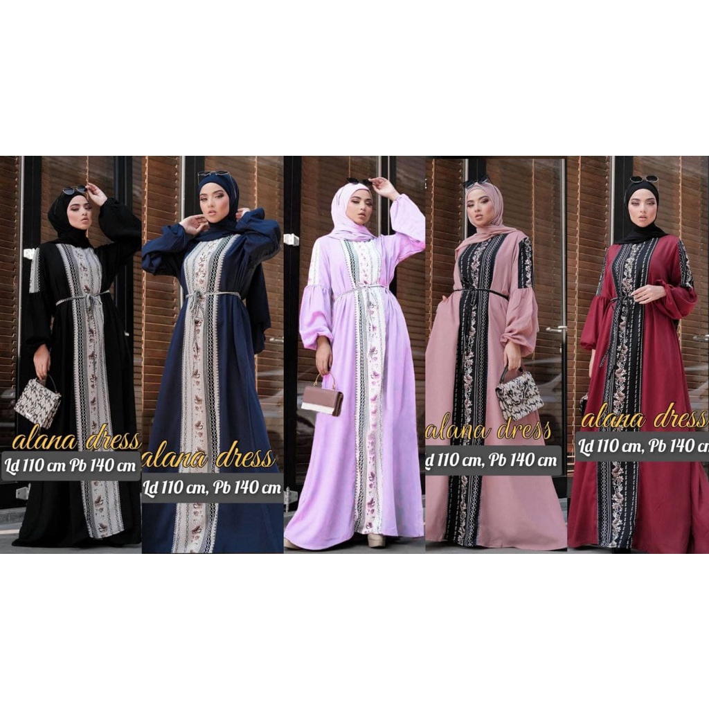 Alana Dress - Gamis Terbaru Rayon Premium Abaya Syahrini Turkey Lengan Panjang Busui Dress Wanita Muslim Kekinian