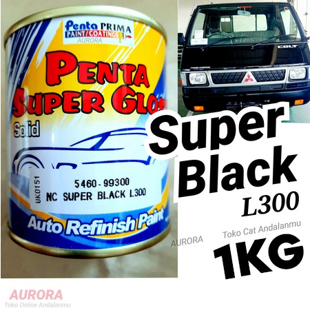 Cat Super Black 1KG L300 Penta Super Gloss Hitam Pekat Sekilo Hitam Mengkilap Solid Cat Mobil Motor 