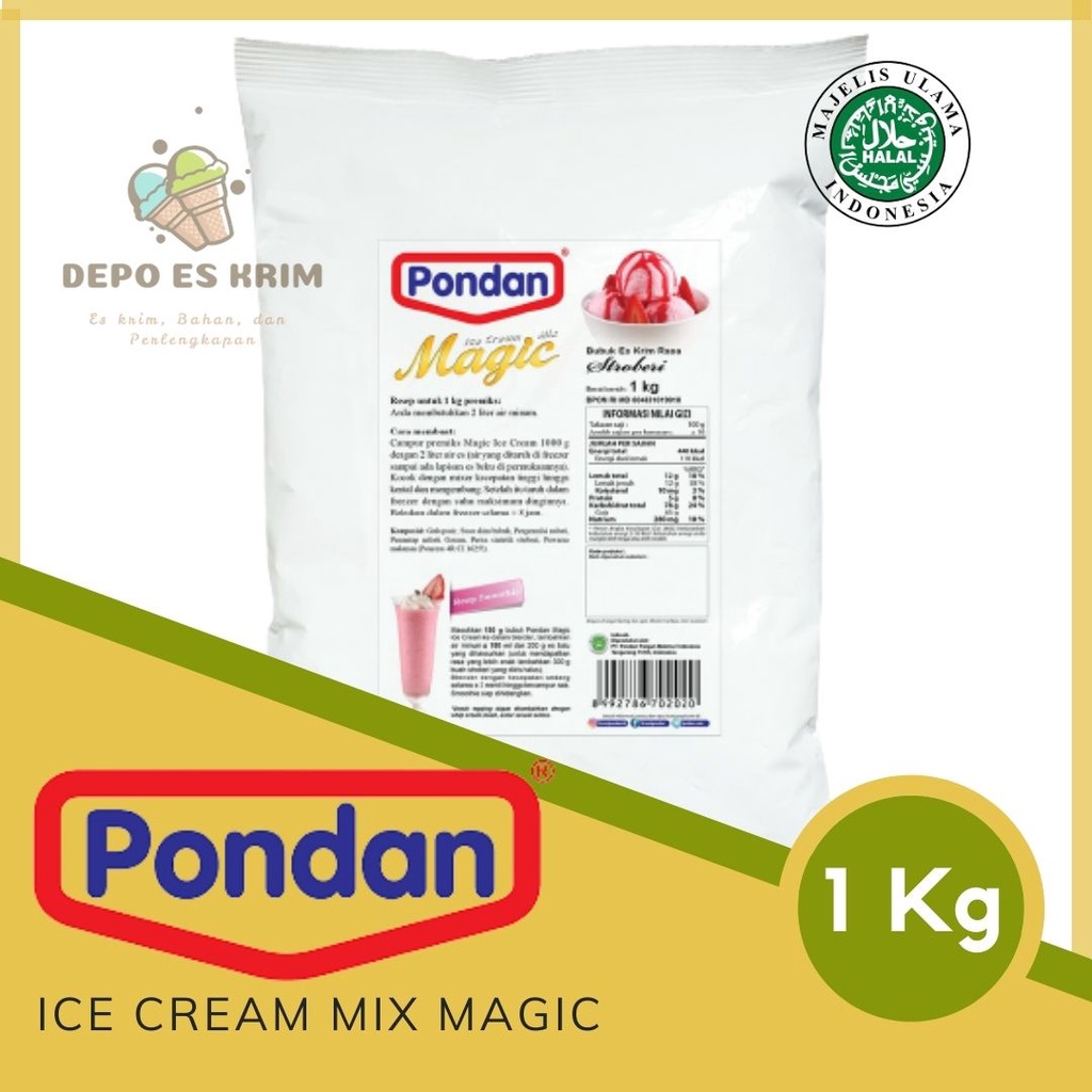 PONDAN Magic Ice Cream 1 Kg ( Bubuk / Bahan / Tepung Premiks Es Krim Bulky 1Kg )