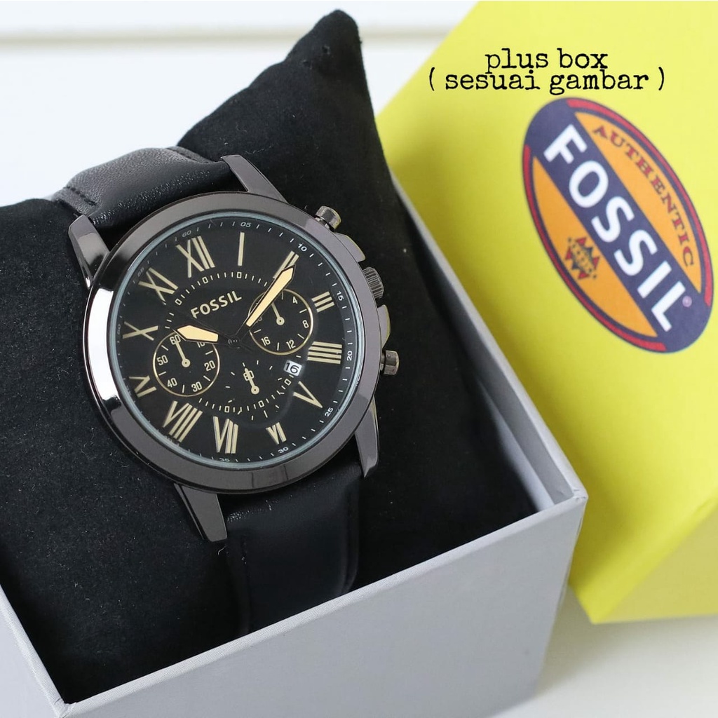 Jam Tangan Pria Fashion L5954S Tali Kulit Tanggal Aktif Chrono Variasi Free Box Exclusive &amp; Baterai