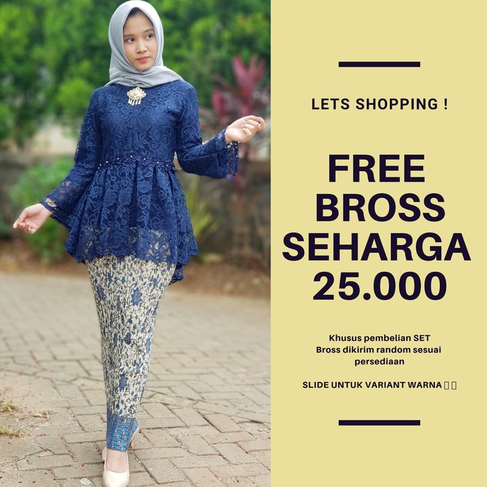 Kebaya Brukat Laluna/ KutuBaru / Kebaya Modern Brokat (Atasan & Bawah)