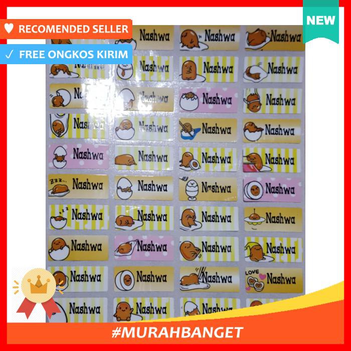 

Stiker - Gudetama Label Nama Waterproof Tahan Air Telur Mata Sapi - Pengikat & Perekat