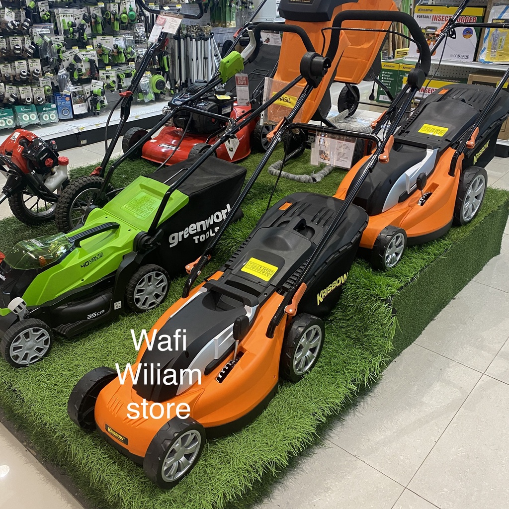 Krisbow mesin potong rumput dorong Listrik lawn mower 14 inch