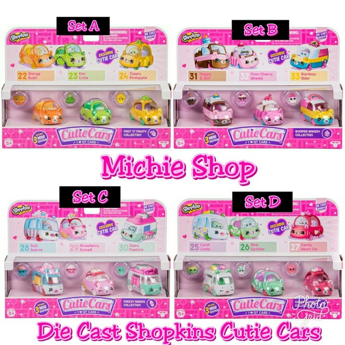 Termurah Figure Die Cast Mobil Shopkins Cutie Cars original