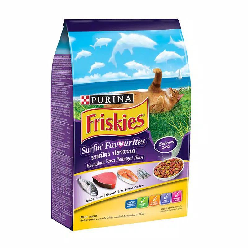 FRISKIES SURFIN TURFIN 1.1kg freshpack pakan kucing dry food