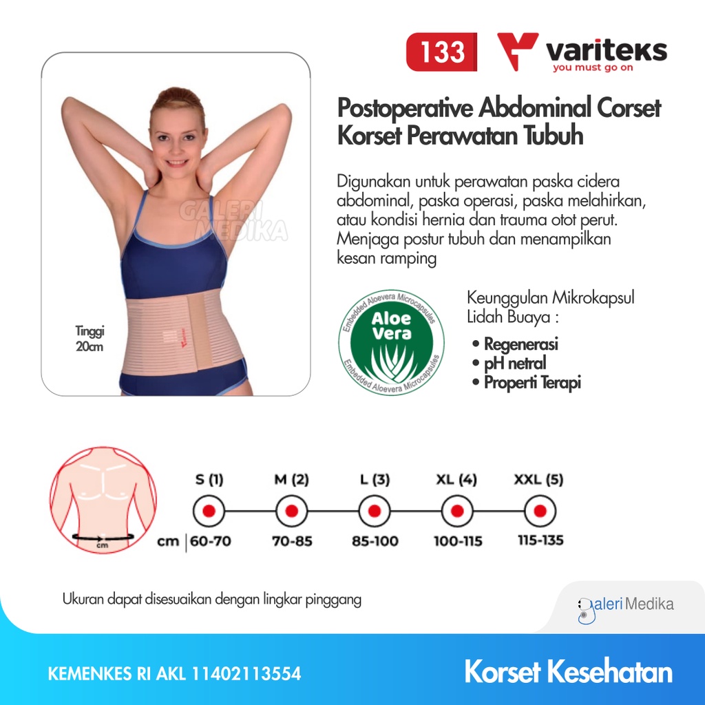 Korset Paska Cidera Abdominal Variteks 133 Postoperative Abdominal Corset Tinggi 20 cm