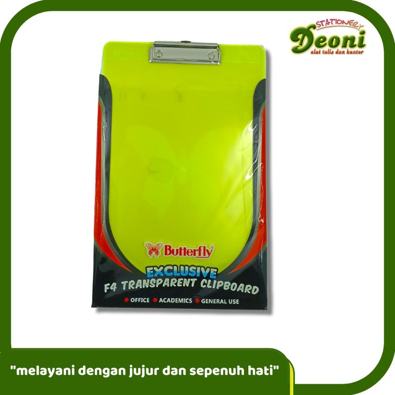 

BUTTERFLY Clipboard Transparant / Papan Jalan / Alas Ujian