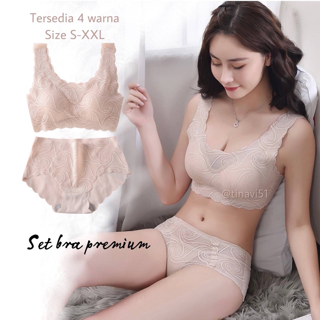 premium japanese seamless bra set setelan pakaian dalam wanita tanpa kawat BH BEHA daleman cewek
