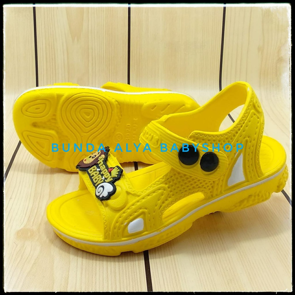 Sendal Anak Laki Laki Karet Usia 3 4 5 Tahun KUNING Elastis - Sepatu Sendal Anak Cowok Karet Animal Lion Anti Licin Size 24 - 29