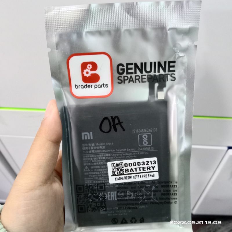 BATRE XIAOMI REDMI NOTE 6 PRO BN48 ORIGINAL 100% BRADERPARTS