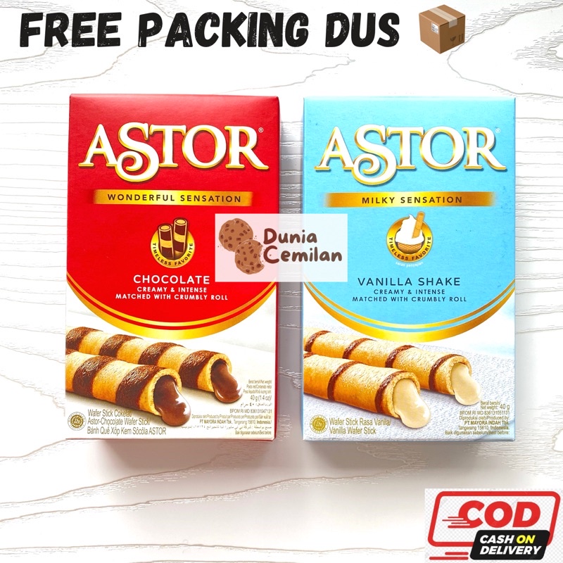 [TERMURAH!!] Astor Wafer Chocolate 40gr - Wafer roll coklat creamy