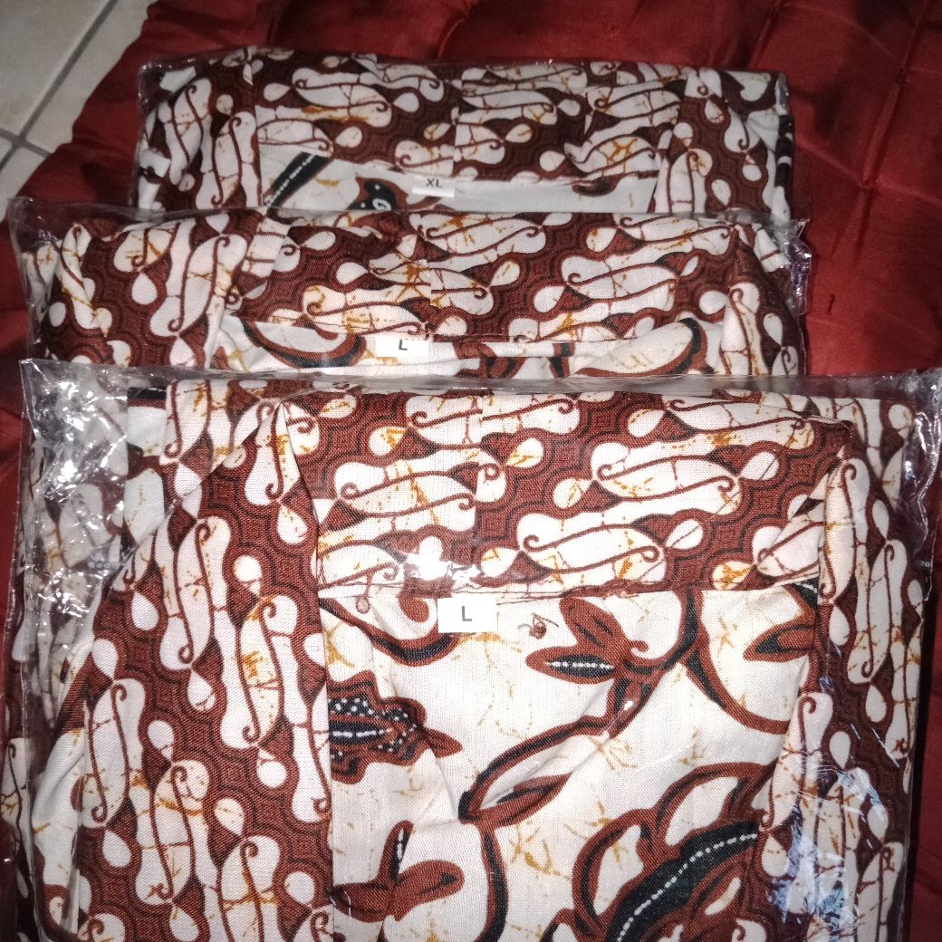 Couple Blus Batik Peplum Wahyu Sogan Sarimbit Atasan Batik Modern Casual Kerja Seragam Kantor