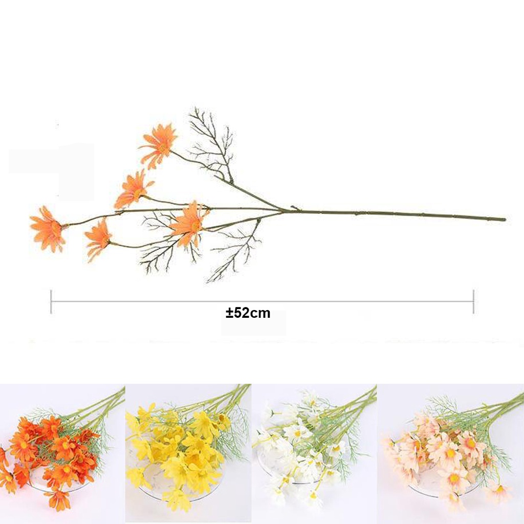 INFY - Bunga Daisy Blossom Aster Artificial Tanaman Hias Daisi Krisan Persia Daun Matahari Palsu Plastik F001