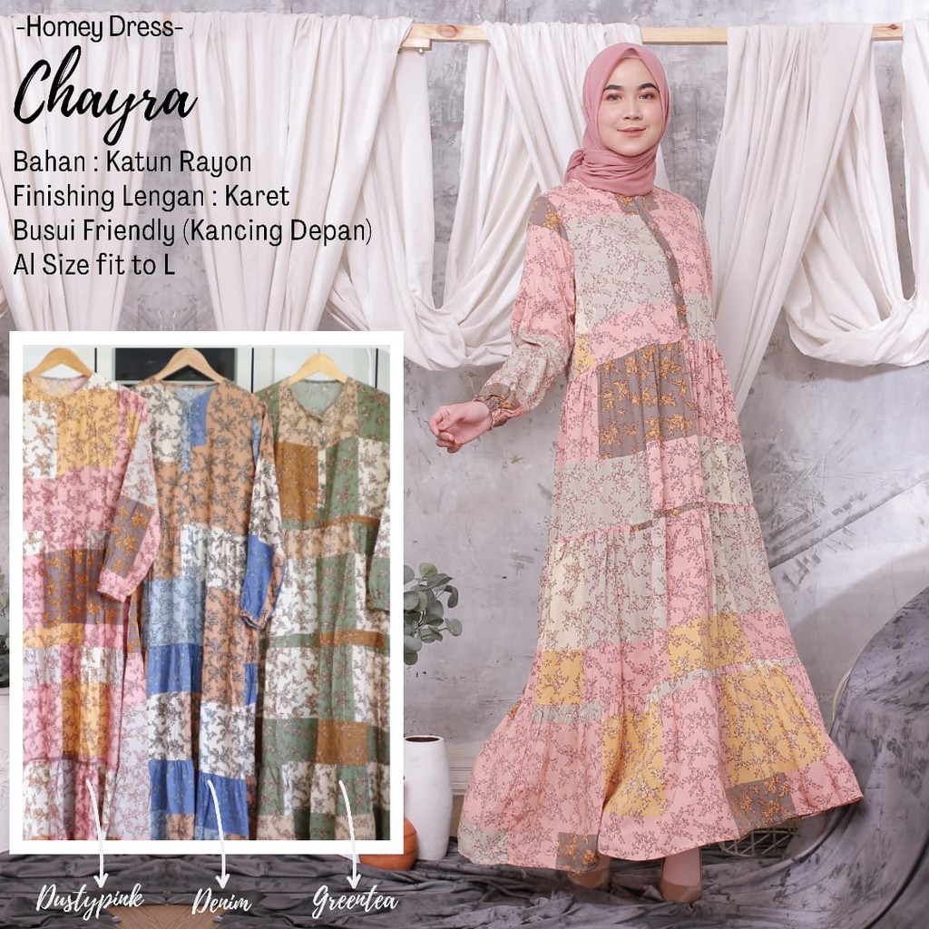 Termurah - Homey Dress Chayra Gamis Dewasa Motif Bahan Katun Rayon Premium Nyaman Dipakai | Bisa Cod