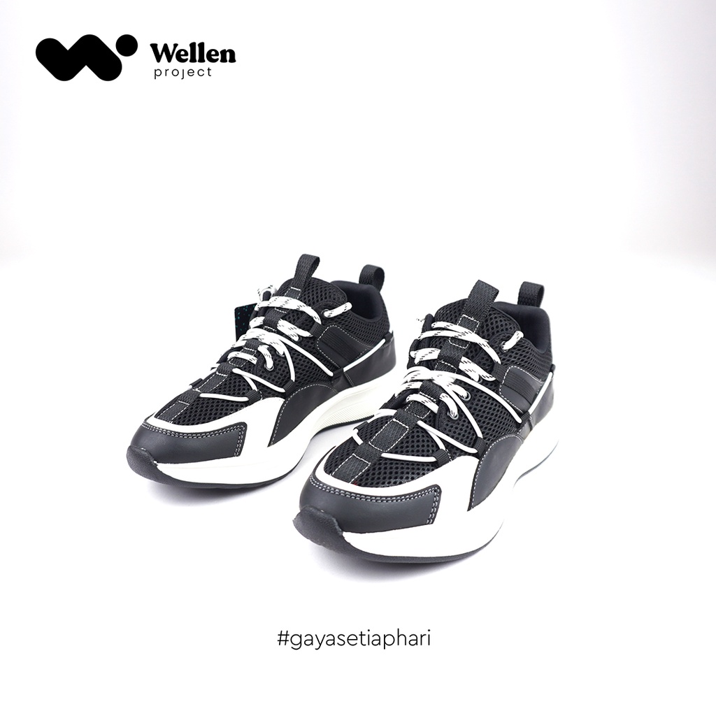 WELLEN PROJECT Sepatu Johnson Zenith Black / Sneakers Pria Kasual Hitam