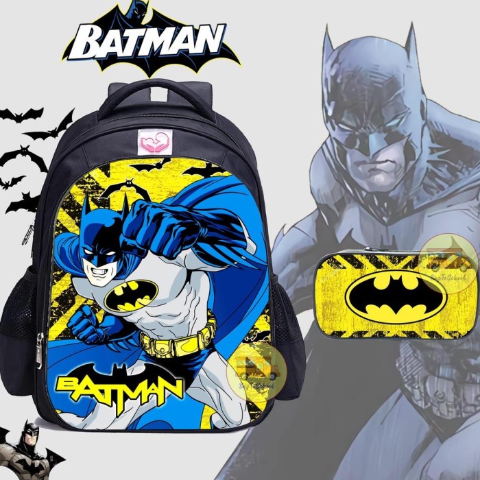 

[GRATIS ONGKIR] Tas Anak Laki-Laki Ransel Sekolah Tk/Sd Bonus Kotak Pensil Karakter - Batman TERJAMIN