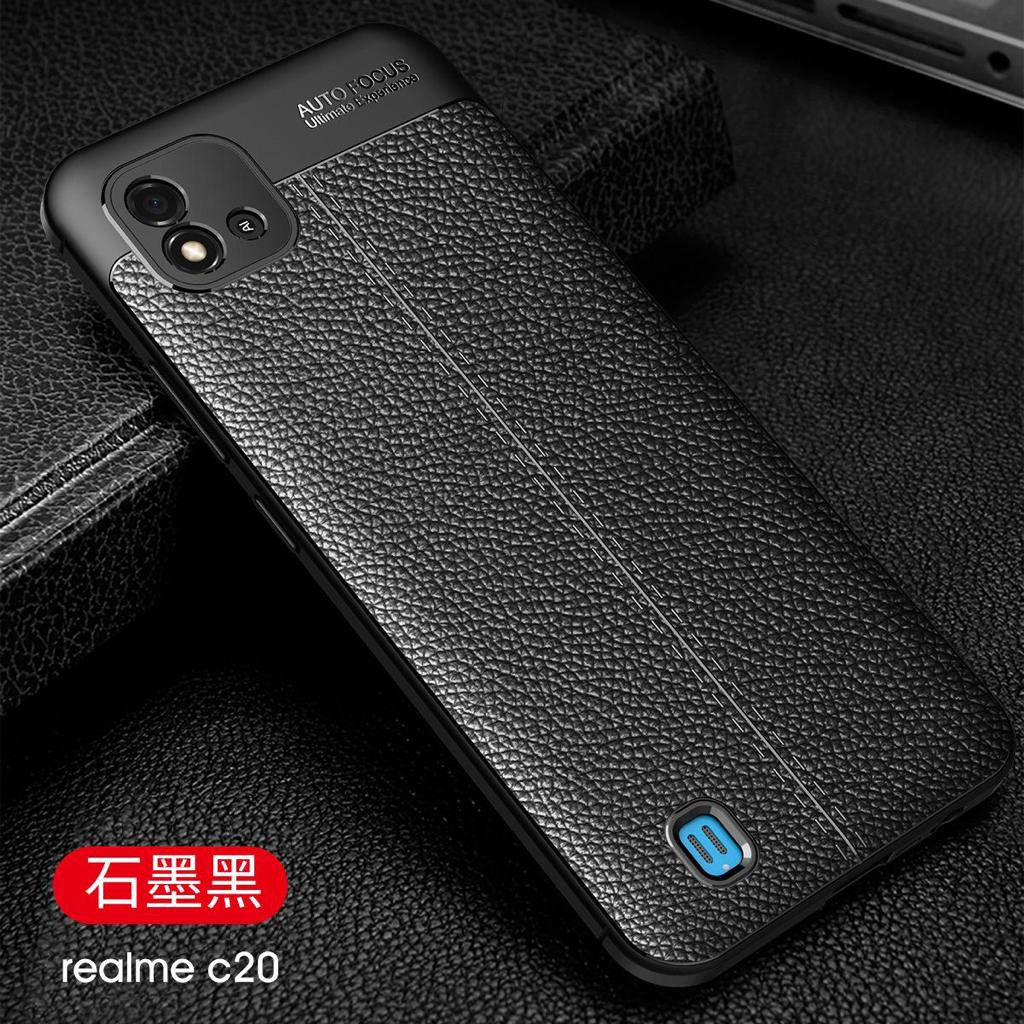 Auto Fokus Realme C20 6.5 inchi Leather Soft Case REALME C20 AUTOFOCUS Motif Kulit Jeruk