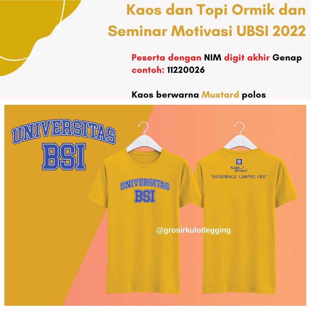 Kaos dan Topi ormik ubsi 2022 / Kaos Official Bsi 2022 / Kaos Ormik dan Semot UBSI 2022