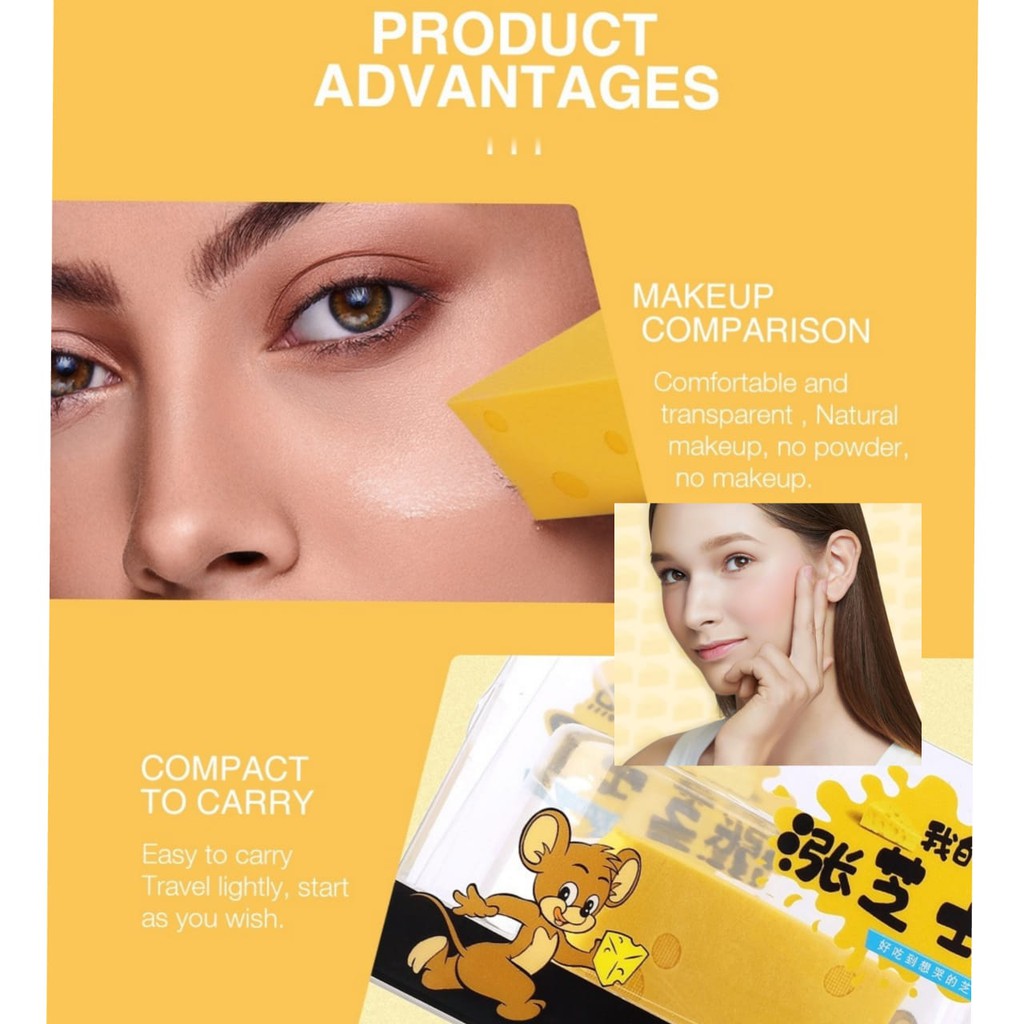 SPONS BEDAK SPONGE PUFF FOUNDATION O TWO O ORIGINAL LA100Y1 CHEESE  BEAUTY BLENDER ALAT MAKEUP TOOLS MURAH LEMBUT PROFESIONAL