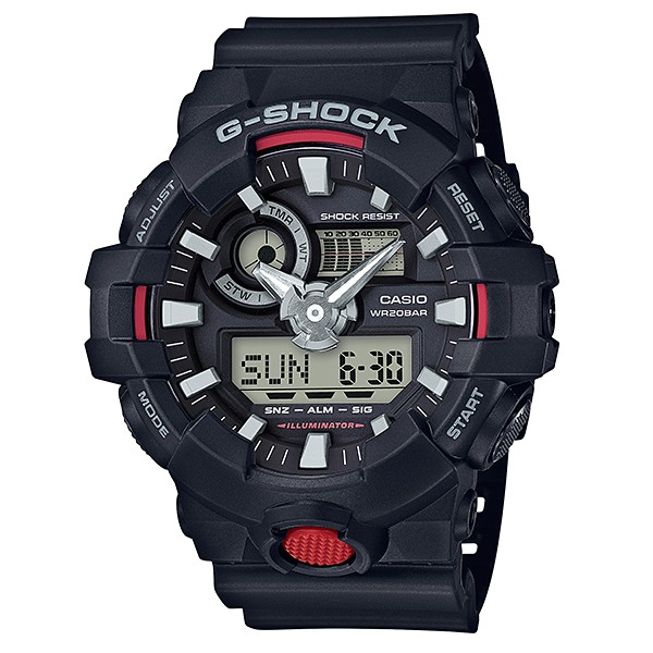 CASIO G SHOCK GA-700-1ADR JAM TANGAN PRIA BLACK RED LIST ORIGINAL