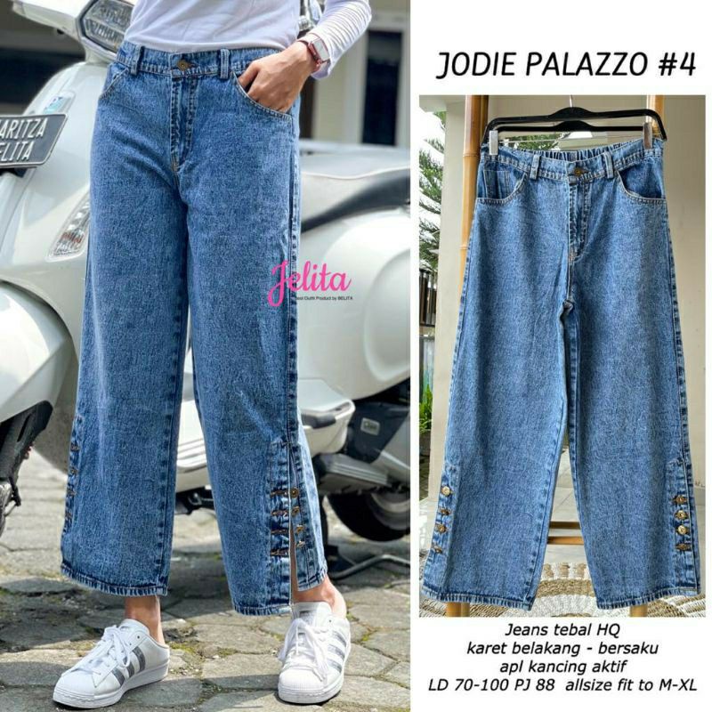 JODIE PALAZZO #4 Jelita | Celana Jeans Palazo Tebal Kancing Bawah