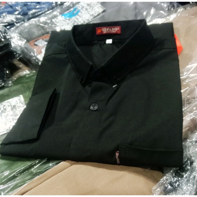 kemeja polos hitam panjang full cotton