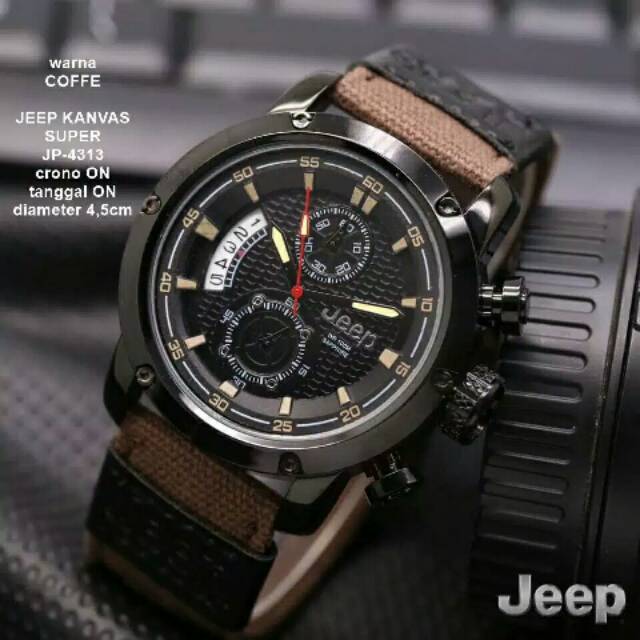 Jam tangan pria/cowok JEEP kualitas pramium CHORONO AKTIF STRAP/TALI KANVAS