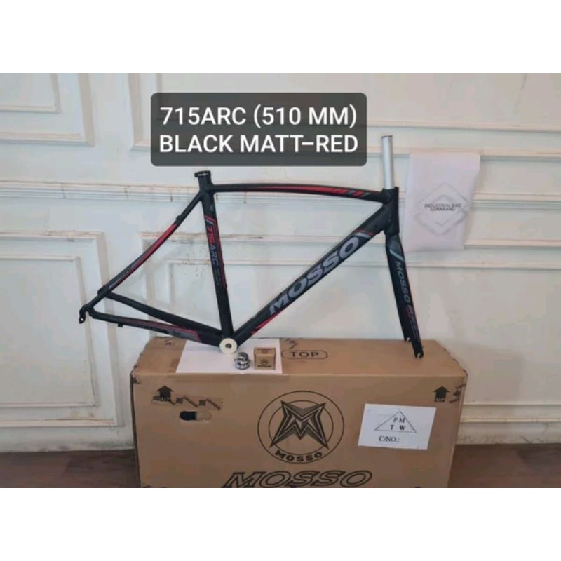 Frame Roadbike Mosso 715ARC Size 510mm Warna Hitam Merah . Rangka Sepeda Balap Road Bike 715 ARC Size Ukuran 51cm 510 mm