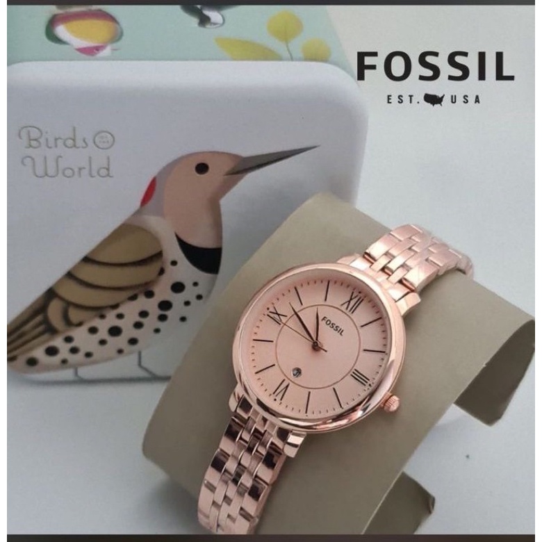 Jam Tangan Foss1LL Romawi Wanita Stainless Stell Tanggal Aktif