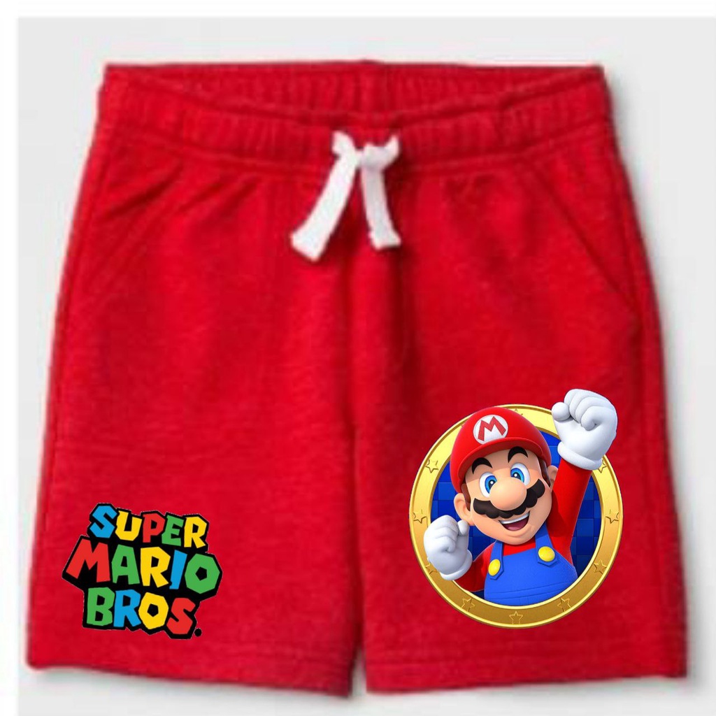 Clothing May - Celana Pendek Anak Super Mario Bros Boxer Pria Pendek Celana Tali Kolor Bokser Kekinian Cowok Laki-Laki Bahan Babyterry Baby Terry Premium Original Murah