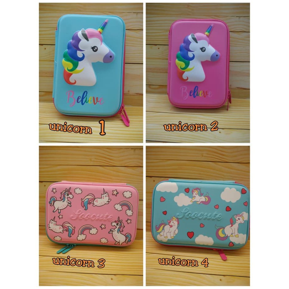 

Kotak pensil 3D Hardcase Unicorn Mermaid Dino seperti smiggle pencil