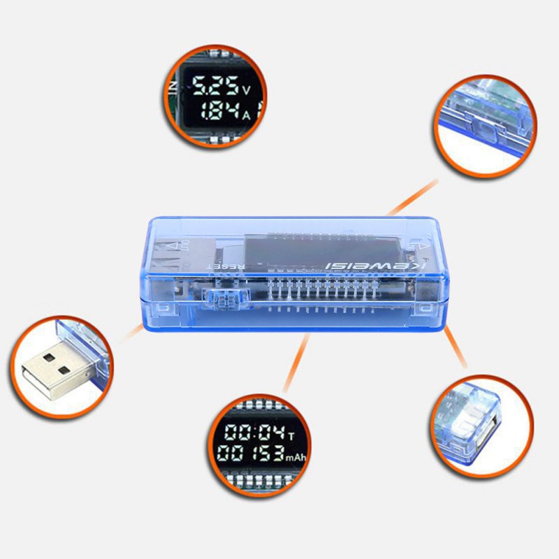 USB Detektor Pengukur Tegangan Voltase dan Baterai Tester - KWS-V20 - OMUAD3BL Blue