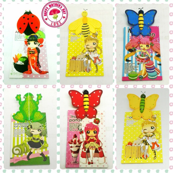 

Buku memo catatan kecil plus bonus wooden clip magnet tempelan kulkas papan tulis karakter aesthetic unik lucu CLP624-402
