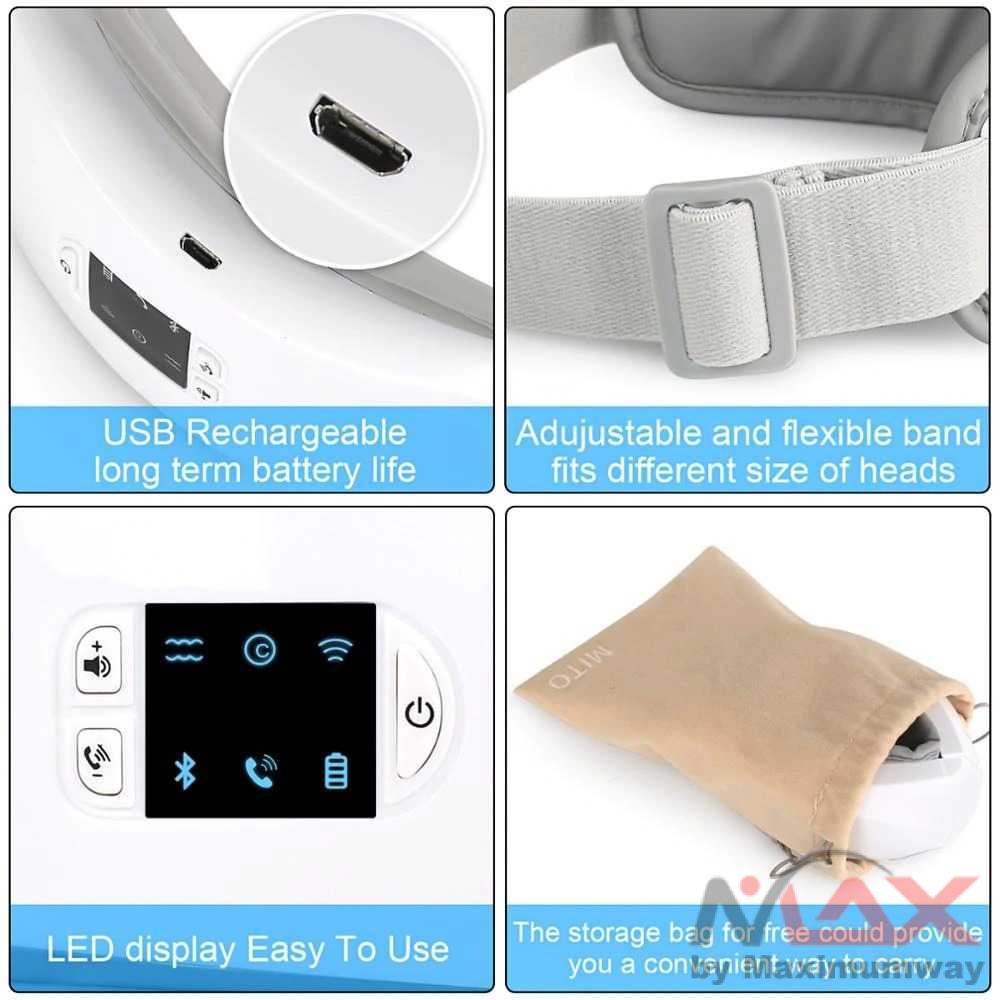 Mito Alat Pijat Kompres Mata Smart Airbag Bluetooth Music - H750 Warna Putih