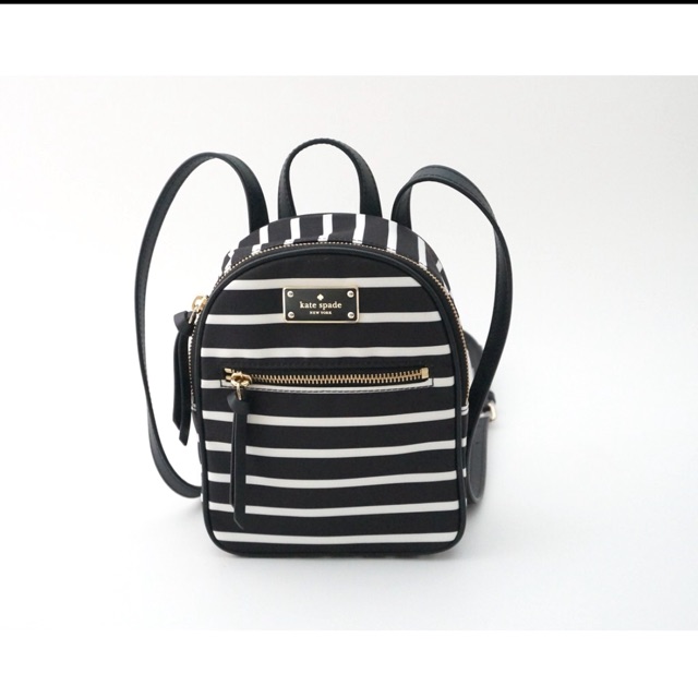 JUAL KATE SPADE MINI BRADLEY BLACK STRIPE BACKPACK PRELOVED