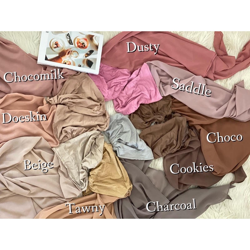 Hijab Segitiga Instan Bawal 1 layer plus inner /Segi3 /Segiempat instan inner/Ceruty baby doll