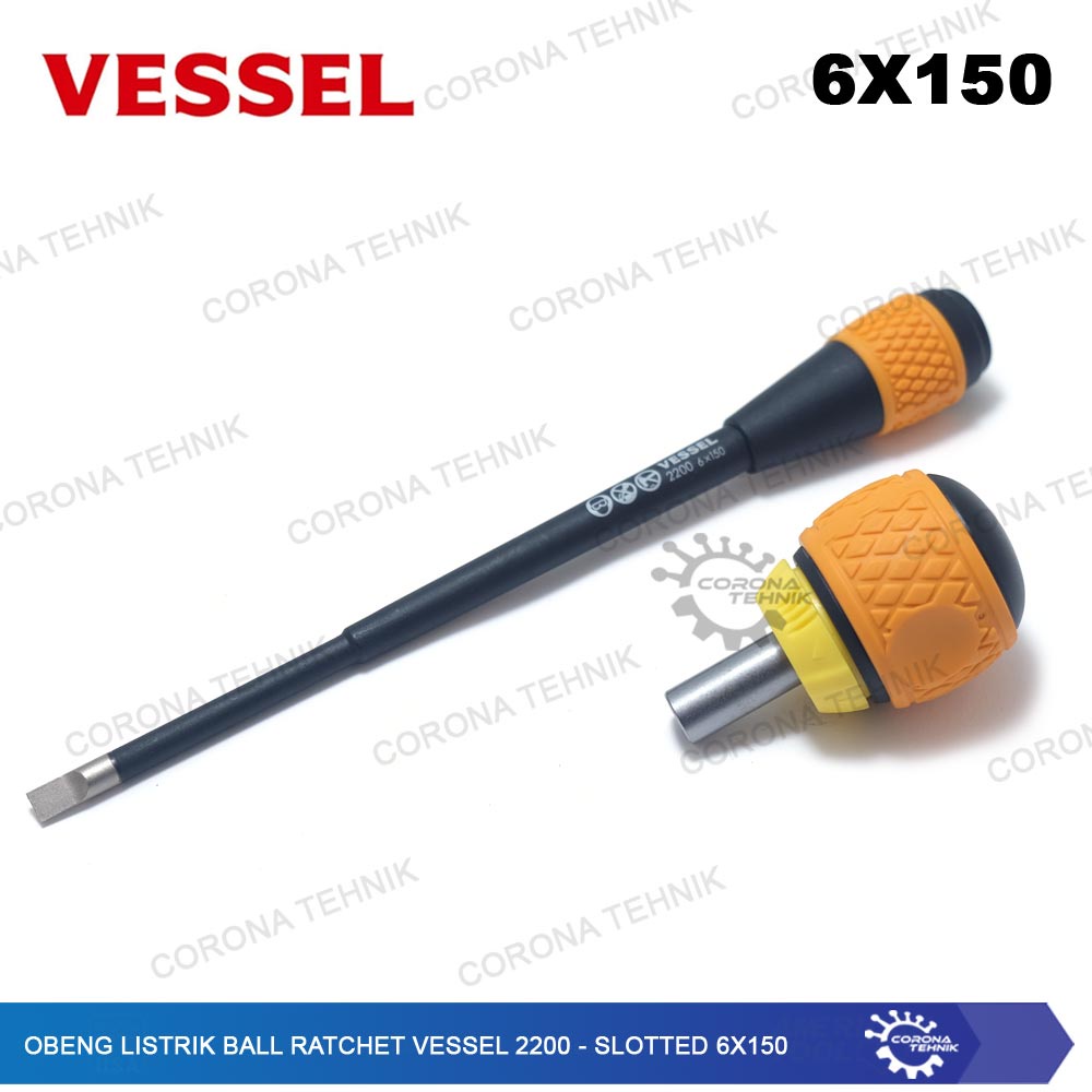 Vessel 2200 - Slotted 6x150 - Obeng Listrik Ball Ratchet