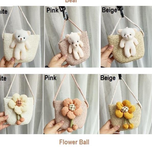 Dijamin Puas JKG Tas Rajut Anak Boneka / Petite Knit Bag / Tas Mini Jerami Anak / Tas Bahu Kecil Ana