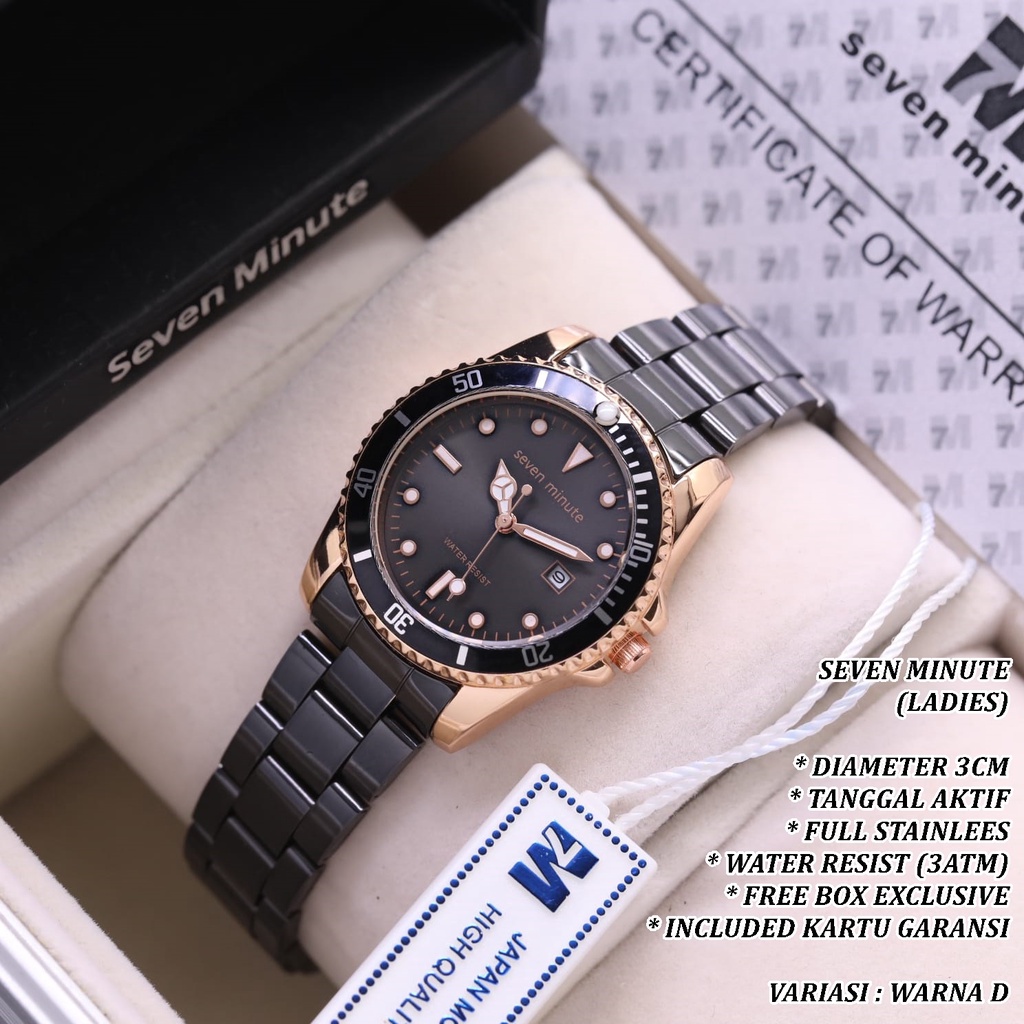 (FREE BOX) JAM TANGAN WANITA FASHION RANTAI BODY BULAT TANGGAL AKTIF