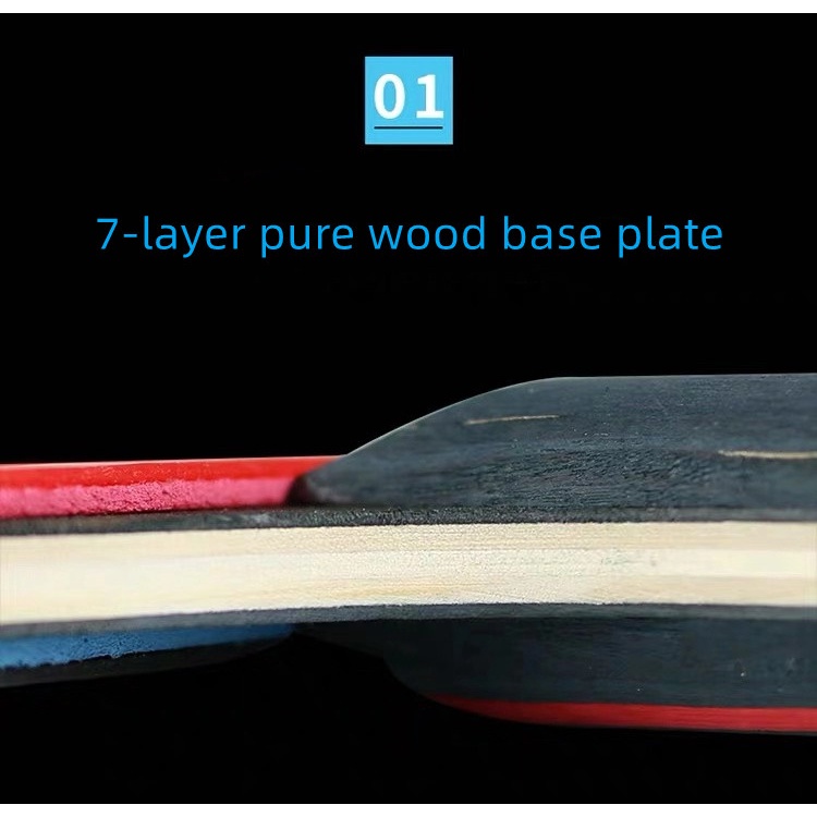 Huieson 3 Star Raket Tenis Meja 7 Ply Bahan Kayu + Karet Untuk Anak Remaja