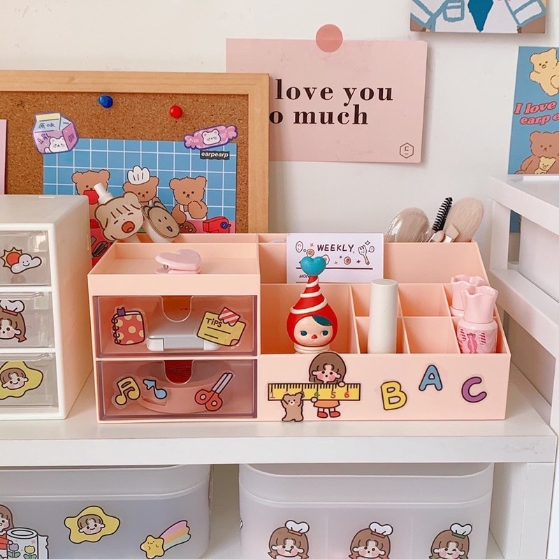 cute desk organizer stationery tempat penyimpanan alat tulis imut kawaii