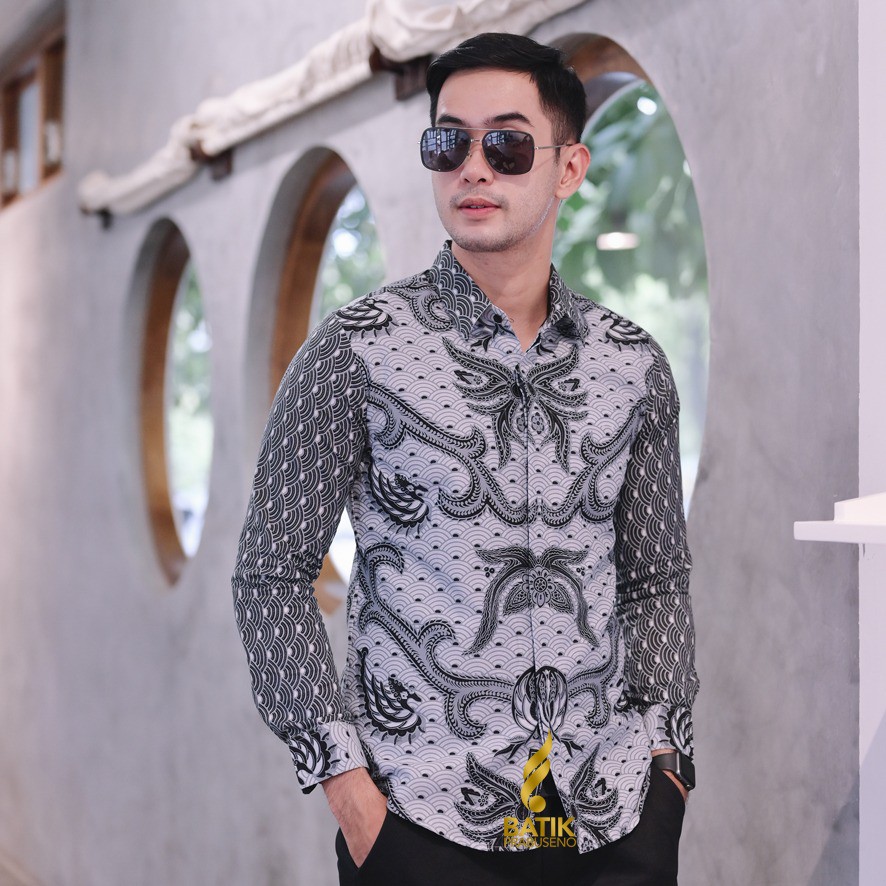 KUNCORO SUKMA KEMEJA BATIK PRIA LENGAN PANJANG SLIM FIT KEKINIAN MODERN SERAGAM KANTOR KERJA HALUS M