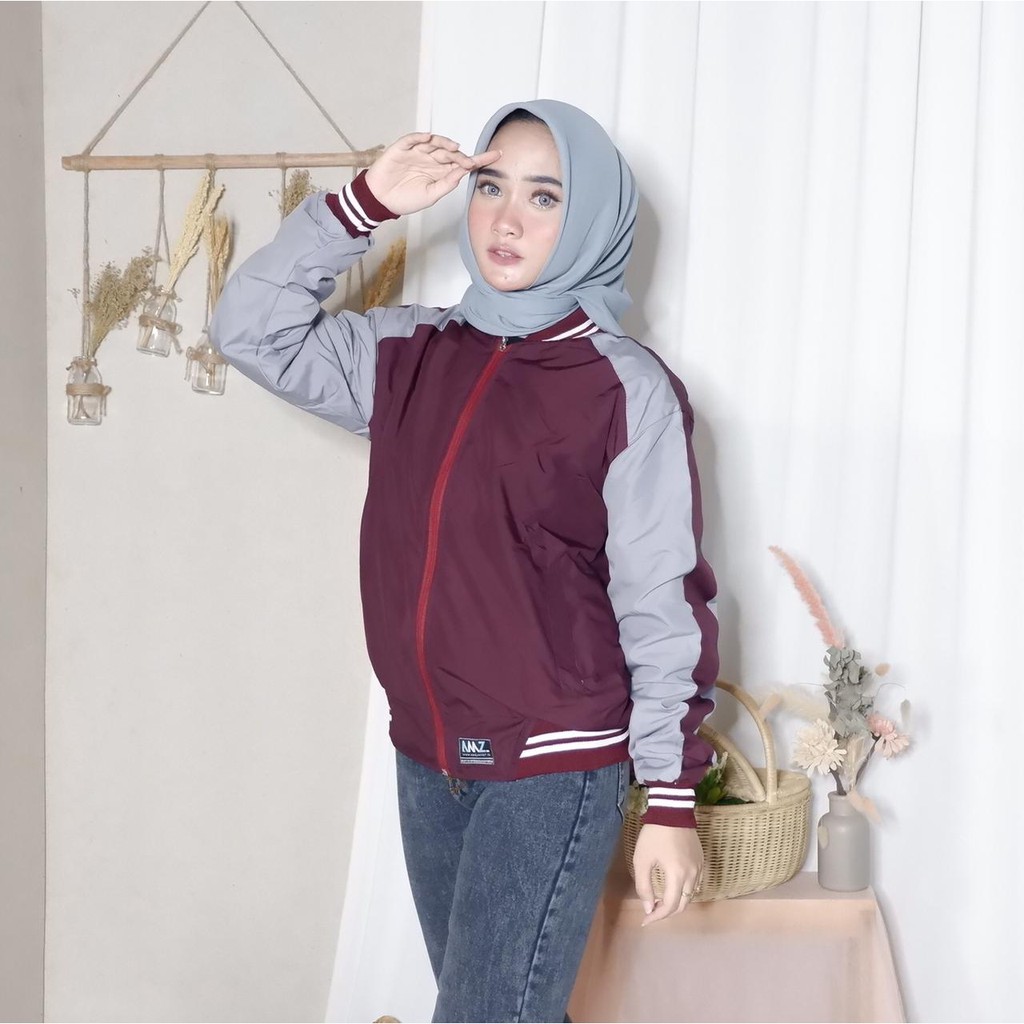 SKJ MAROON |ManNeedMe x AMZ| Jaket Pria Bomber Jaket Parasut Unisex 2 in 1 ORIGINAL