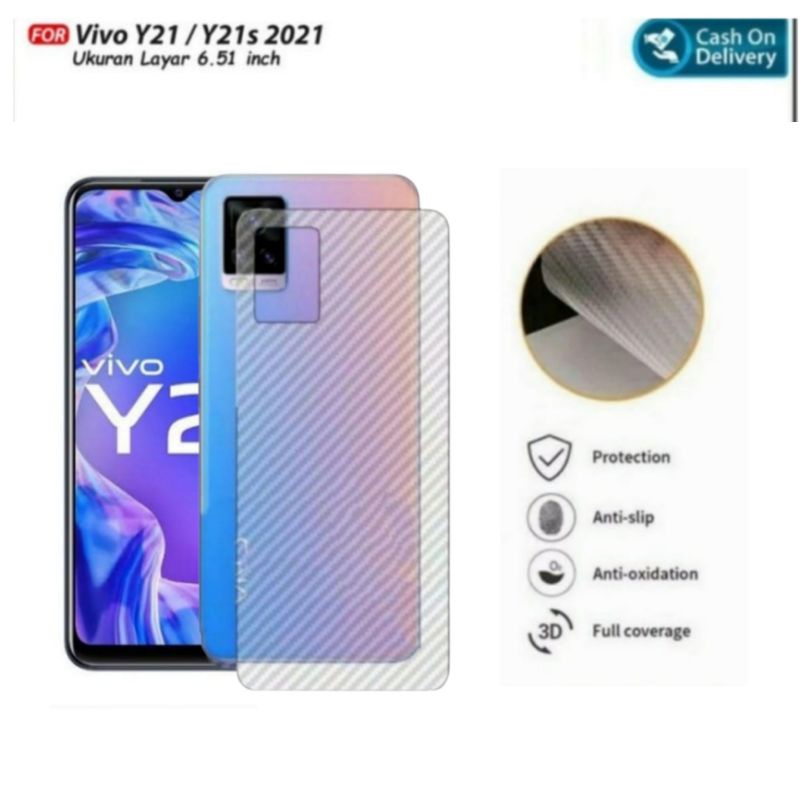 Garskin Carbon 3D VIVO Y22 Y35 Y16 Y02s Y75 5G Y15S Y21 Y21A Y21T Y21S Y33s Y33t Y01 V25E V25 Pro Skin Carbon Transparan Anti Gores Belakang