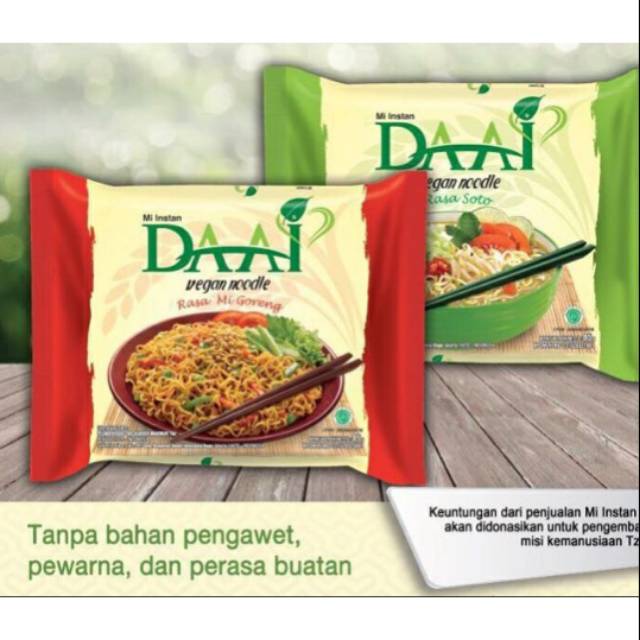 

Mie instant DAAI rasa soto & goreng vegan
