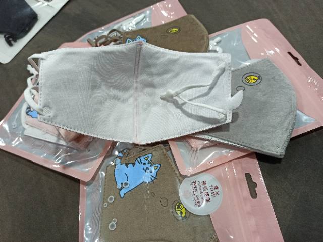 Masker Mulut Motif karakter Cat 3D karet telinga Adjustable Fashion mask kain bisa dicuci