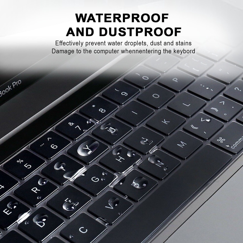 Keyboard Silicone SKin Protector Keyboard Waterproof Pelindung Laptop Macbook Air Pro 13 14 16 2017 2018 2019 2020 2021 A1932 A2179 A2337 A1706 A1708 A1989 A2159 A2251 A2289 A2338 2442 2485 A2141 2289 2251 Polos Warna Hitam Transparan Putih Pink Blue